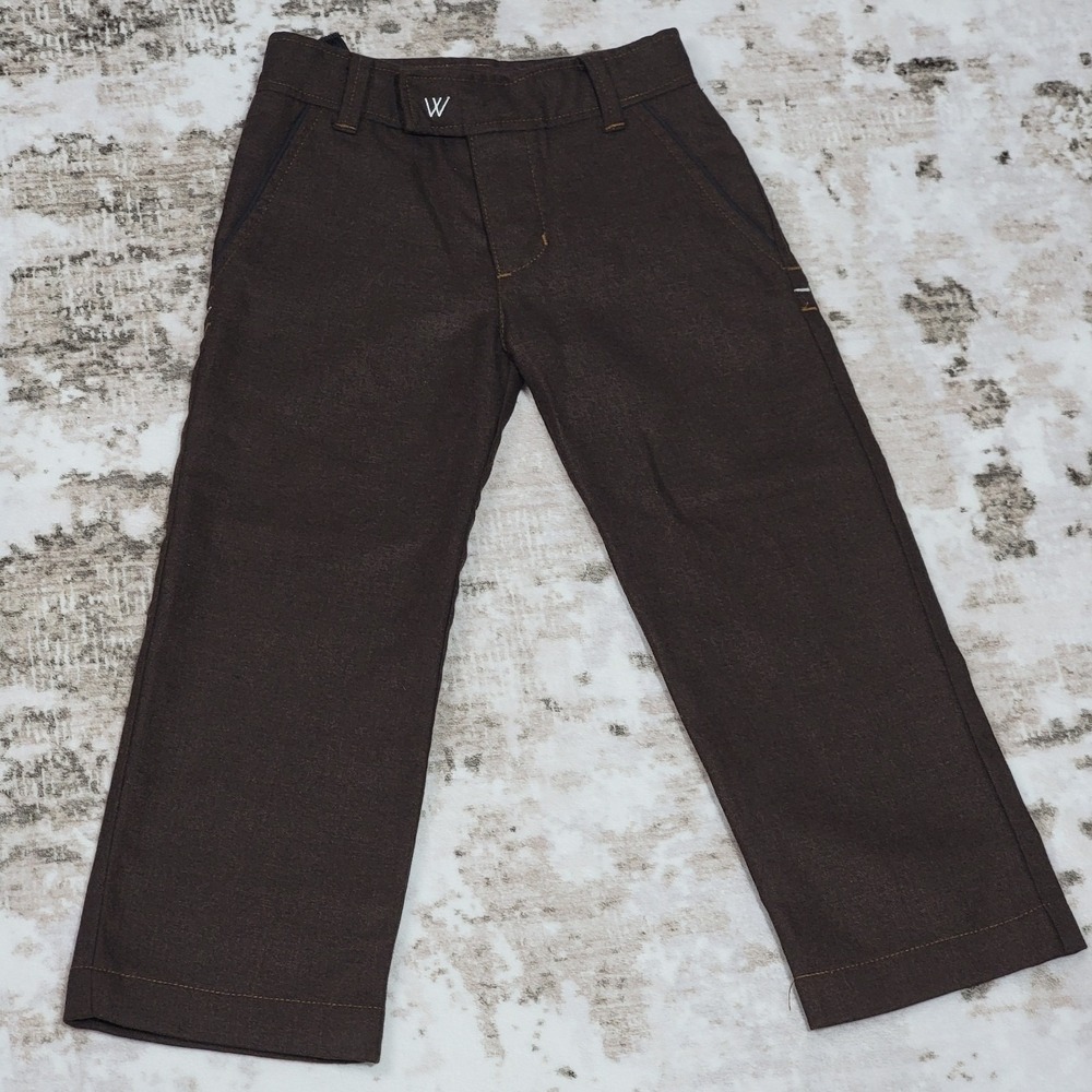 Wonderboy Pants Toddler 2T Brown Adjustable Waist Dress Casual Boys Pants